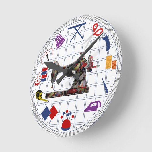 裁縫ルームをテーマにした壁時計 ラウンド壁時計 (傾斜)