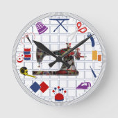 裁縫ルームをテーマにした壁時計 ラウンド壁時計 (正面)