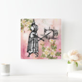 裁縫ルームクロックヴィンテージマシンドレス型枠 スクエア壁時計 (ホーム)