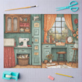 裁縫ルームジャンクジャーナルシリーズデザイン#7 薄葉紙 (クラフト)