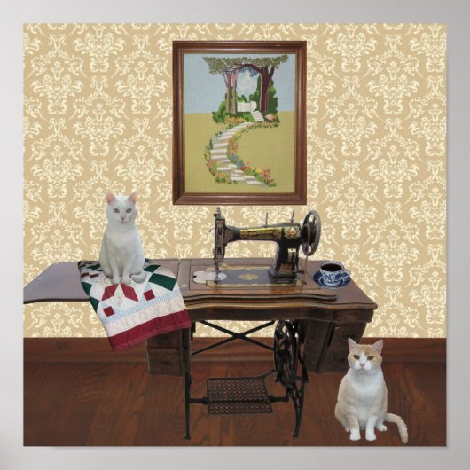 裁縫ルームポスター及びアンティーク裁縫機 ポスター (正面)