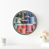 裁縫ルーム糸カスタム丸時計 ラージ壁時計 (ホーム)