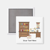 裁縫ルーム1 (パーソナライズされた) マグネット (正面/裏面)