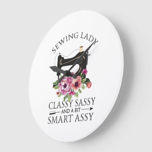 裁縫レディークラスサッシーとビット頭が切れるアッシー ラージ壁時計 (傾斜)