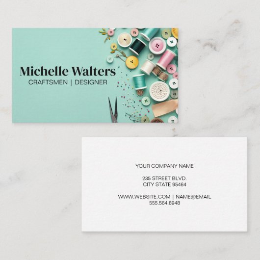 裁縫供給の背景 | 針糸 名刺 (正面/裏面)