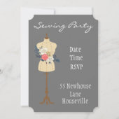 裁縫円裁縫パーティーヴィンテージ裁縫 招待状 (正面)