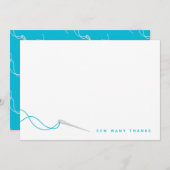 裁縫図解入りの、写真付きのブルーグレーサンキュー サンキューカード (正面/裏面)