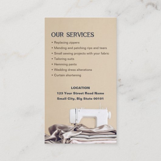 裁縫変更サービスのシームレス 名刺 (裏面)