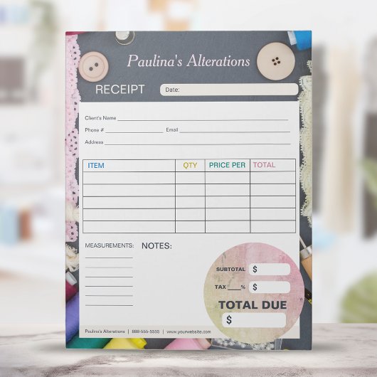 裁縫変更Seamstress請求書発注型枠 ノートパッド