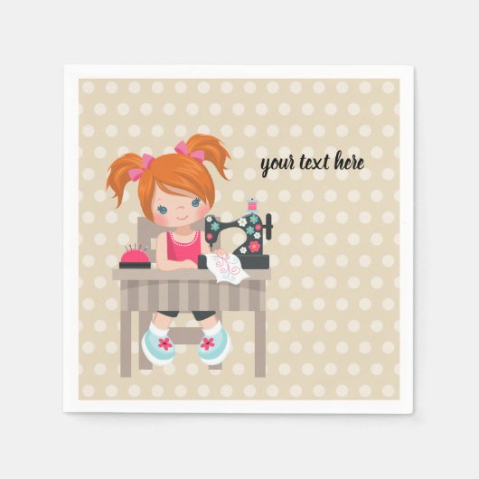 裁縫女 スタンダードカクテルナプキン (正面)
