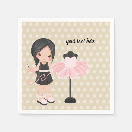 裁縫女 スタンダードカクテルナプキン (正面)