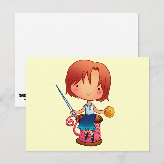 裁縫女 ポストカード (正面/裏面)