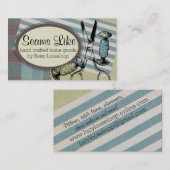 裁縫婦のはさみの糸の生地を縫うヴィンテージ 名刺 (正面/裏面)