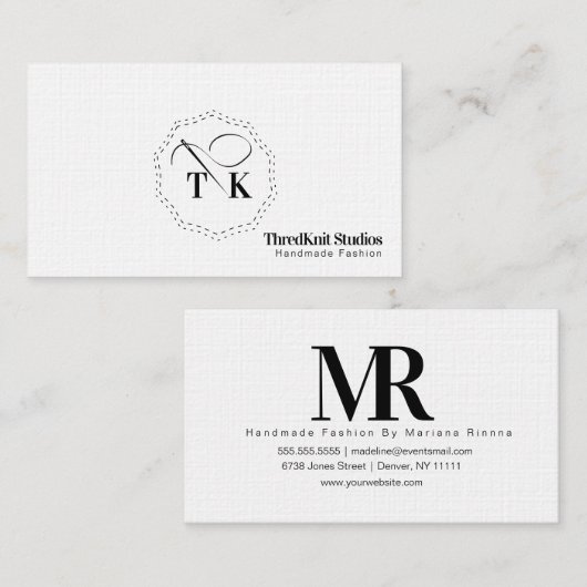 裁縫婦の刺繍のテーラーファッションの針のロゴ 名刺 (正面/裏面)