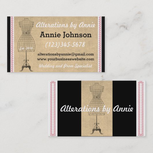裁縫婦の裁縫の変化の服の名刺 名刺 (正面/裏面)