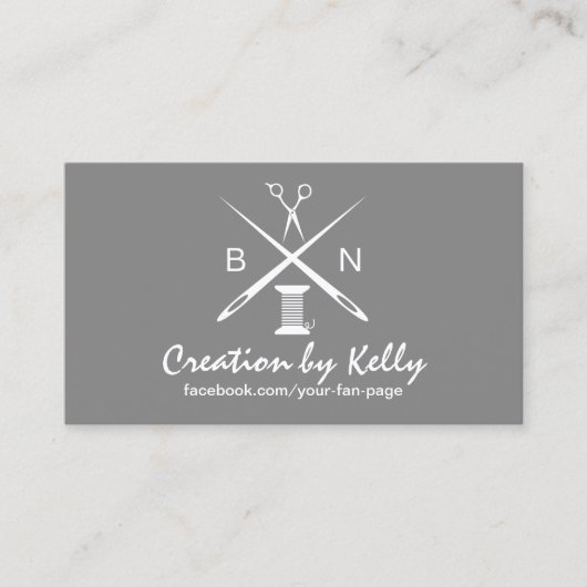 裁縫婦の針及び糸の上品な銀 名刺 (正面)