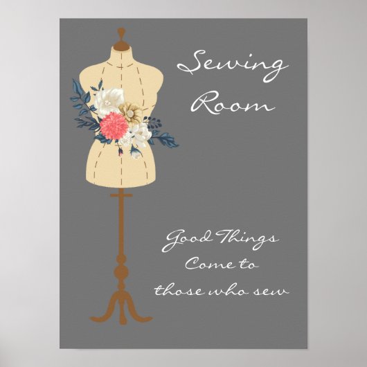 裁縫室ヴィンテージ裁縫引用文 ポスター (正面)