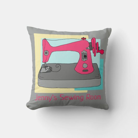 裁縫室、ヴィンテージ裁縫機パーソナライズされた、 クッション (正面)