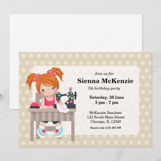 裁縫少女 招待状 (正面/裏面)