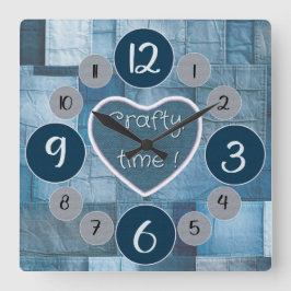 裁縫愛好家のためのデニムの壁時計 スクエア壁時計