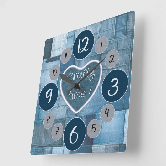 裁縫愛好家のためのデニムの壁時計 スクエア壁時計 (傾斜)