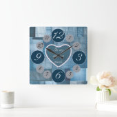 裁縫愛好家のためのデニムの壁時計 スクエア壁時計 (ホーム)