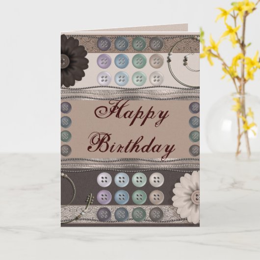 裁縫愛好家 カード (黄色い花)