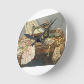 裁縫機とドレス ラウンド壁時計 (傾斜)