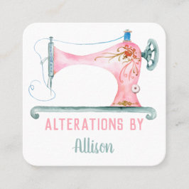 裁縫機のシームストレス水彩 スクエア名刺