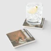 『裁縫機の少女』(エドワード・ホッパー作) ストーンコースター (横)