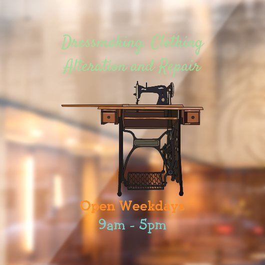 裁縫機の漫画イラストレーション ウィンドウサイン (シート2)