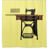 裁縫機の漫画イラストレーション シャワーカーテン (正面)