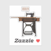 裁縫機の漫画イラストレーション シール (シート)