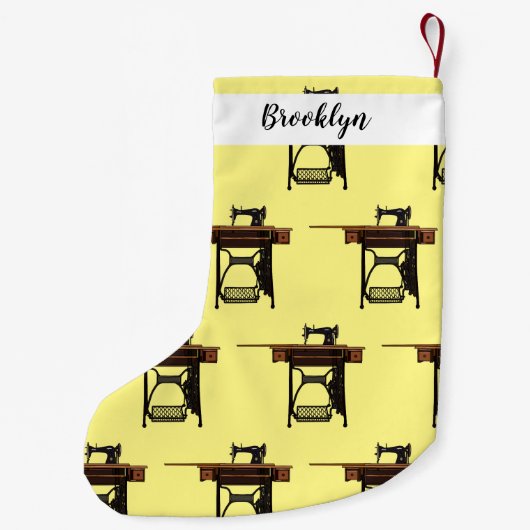 裁縫機の漫画イラストレーション スモールクリスマスストッキング (裏面)