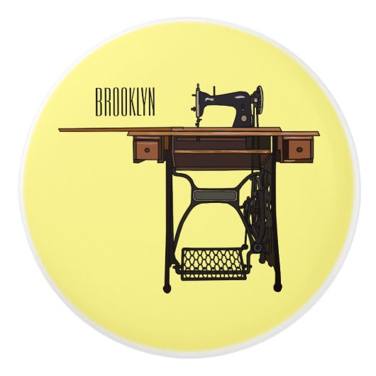 裁縫機の漫画イラストレーション セラミックノブ (正面)