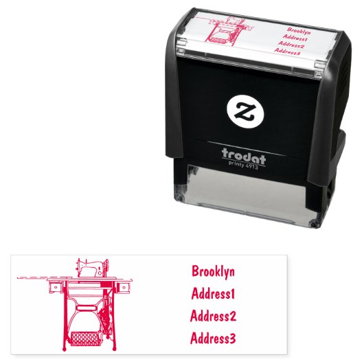 裁縫機の漫画イラストレーション セルフインキングスタンプ (インサイチュ)