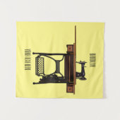 裁縫機の漫画イラストレーション タペストリー (正面(横))