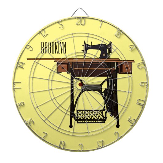 裁縫機の漫画イラストレーション ダーツボード (正面)