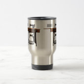 裁縫機の漫画イラストレーション トラベルマグ (中央)