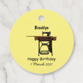 裁縫機の漫画イラストレーション フェイバータグ (裏面)