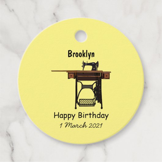 裁縫機の漫画イラストレーション フェイバータグ (正面)