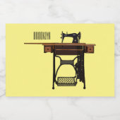 裁縫機の漫画イラストレーション フードラベル (シングルラベル)