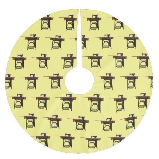 裁縫機の漫画イラストレーション ブラッシュドポリエステルツリースカート (正面)