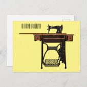 裁縫機の漫画イラストレーション ポストカード (正面/裏面)