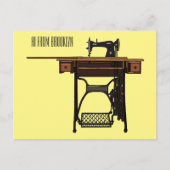 裁縫機の漫画イラストレーション ポストカード (正面)