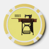 裁縫機の漫画イラストレーション ポーカーチップ (裏面)