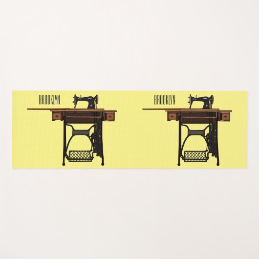 裁縫機の漫画イラストレーション ヨガマット (正面(横))