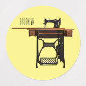 裁縫機の漫画イラストレーション ラベル (デザイン1)