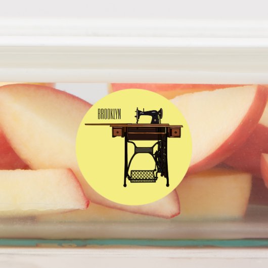 裁縫機の漫画イラストレーション ラベル (貼付)