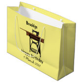 裁縫機の漫画イラストレーション ラージペーパーバッグ (正面アングル)